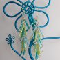 Luster glass hex bugle bead blue teal green dangle earrings