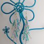 Luster Glass Hex Bugle Bead Teal Purple Dangle Earrings
