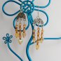 Light orange heart crystal bicone bead chandelier earrings