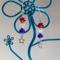 Red white blue crystal bead star charm usa drop earrings