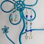 Ombre star charm blue bicone crystal bead earrings 2 pair lot