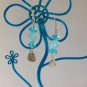 Czech sea shell bead light aqua AB crystal charm earrings