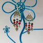 Ladybug red black crystal bicone bead chandelier earrings