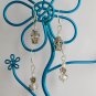 Light smoky gray crystal bead butterfly flower earrings 2 Pair