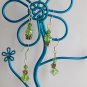 Light lime green crystal butterfly flower earrings 2 pair