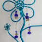 Royal cobalt blue crystal bead butterfly flower earrings 2 pair