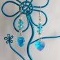 Crystal heart aqua blue AB iridescent glass bead earrings
