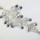 Medical Caduceus Nurse Zipper Purse Charm silver grey Medical Caduceus Nurse Zipper Purse Charm silver grey
