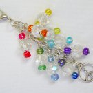 Peace Sign Purse Zipper Charm rainbow crystal bead cha cha