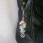 Peace Sign Purse Zipper Charm rainbow crystal bead cha cha
