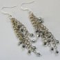 Silver metallic bicone crystal bead chain dangle earrings