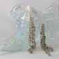 Silver metallic bicone crystal bead chain dangle earrings