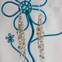 Silver metallic bicone crystal bead chain dangle earrings