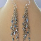 Silver metallic bicone crystal bead chain dangle earrings Silver metallic bicone crystal bead chain dangle earrings