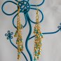 Green crystal bicone bead gold chain dangle earrings