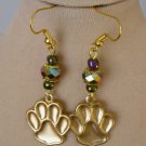 Animal paw print charm blue purple iridescent AB crystal earrings Animal paw print charm blue purple iridescent AB crystal earrings