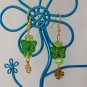 Czech butterfly four leaf clover green lime crystal charm earrings