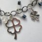 Four leaf clover gunmetal grey crystal charm Bracelet Earrings Set