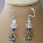 Four leaf clover gunmetal grey crystal charm Bracelet Earrings Set