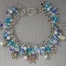 Aqua and blue snowflake star crystal bead charm bracelet Aqua and blue snowflake star crystal bead charm bracelet