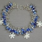 White gitter snowflake cobalt baby blue crystal bead charm bracelet White gitter snowflake cobalt baby blue crystal bead charm bracelet