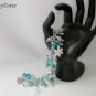 White glitery snowflake aqua blue crystal bead charm bracelet