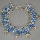 Snowflake and angel charm bracelet baby blue crystal bead bracelet Snowflake and angel charm bracelet baby blue crystal bead bracelet