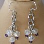 Purple tiered rhinestone chunky statement necklace pendant earrings set