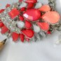 Orange tiered rhinestone chunky statement necklace pendant earrings set