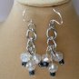 Grey tiered rhinestone chunky statement necklace pendant earrings set