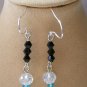 Aqua Blue rhinestone pendant statement necklace earrings set