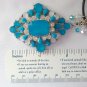 Aqua Blue rhinestone pendant statement necklace earrings set