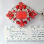 Orange rhinestone pendant statement necklace earrings set