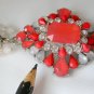 Orange rhinestone pendant statement necklace earrings set