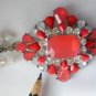 Orange rhinestone pendant statement necklace earrings set