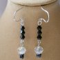 Grey rhinestone pendant statement necklace earrings set