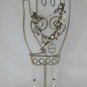 Four leaf clover brown white crystal bead charm Bracelet Earrings Set