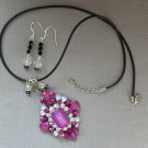 Purple rhinestone pendant statement necklace earrings set Purple rhinestone pendant statement necklace earrings set