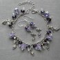High heel shoe purple crystal bead charm Bracelet Earrings Set