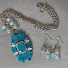 Aqua Blue marquis rhinestone pendant statement necklace earrings set Aqua Blue marquis rhinestone pendant statement necklace earrings set
