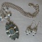 Grey marquis rhinestone pendant statement necklace crystal earrings set