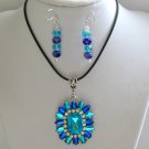 Aqua Blue rhinestone pendant necklace and crystal earrings set Aqua Blue rhinestone pendant necklace and crystal earrings set