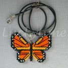 Monarch orange butterfly Plastic Canvas pendant necklace
