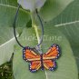 Monarch orange butterfly Plastic Canvas pendant necklace