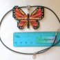 Monarch orange butterfly Plastic Canvas pendant necklace