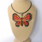 Monarch orange butterfly Plastic Canvas pendant necklace
