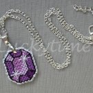 Royal Purple gem gemstone Plastic Canvas chain necklace pendant Royal Purple gem gemstone Plastic Canvas chain necklace pendant