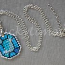 Aqua Gem Gemstone Plastic Canvas Pendant Necklace