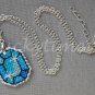Aqua Gem Gemstone Plastic Canvas Pendant Necklace