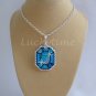 Aqua Gem Gemstone Plastic Canvas Pendant Necklace